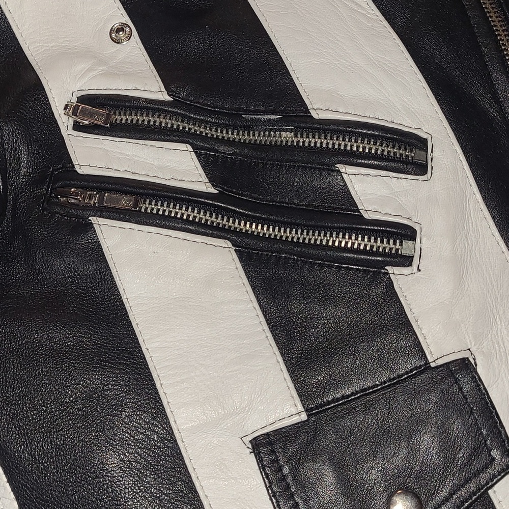 Killstar Black & White Real Leather Jacket - Picture 10 of 11